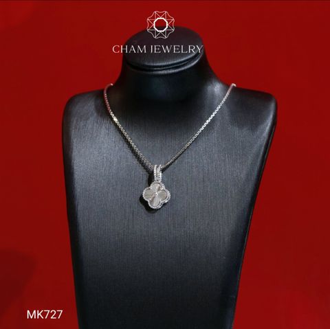 Mặt Dây Chuyền MK727 CHAM JEWELRY, Mặt Cỏ 4 Lá Trắng Bản 8.0mm (Barcode TMA1803).