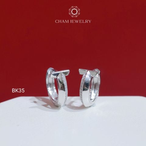 Hoa Tai BK35 CHAM JEWELRY, Hoa Tai Khoen Bản 3.0mm (Barcode TVB297B).