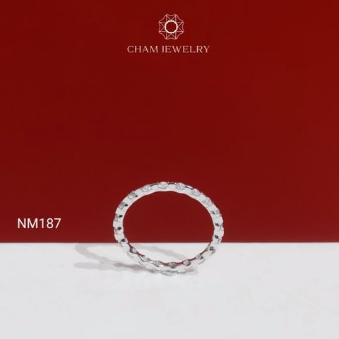 Nhẫn NM187 CHAM JEWELRY, Nhẫn Kiểu Full Đá 1.75mm Bản Trơn (Barcode TNF141).