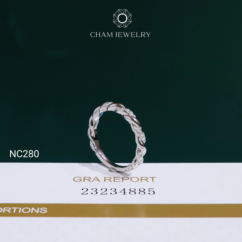 Nhẫn NC280 CHAM JEWELRY, Nhẫn Kiểu Xoắn Full Đá Moissanite (Barcode OHN22)