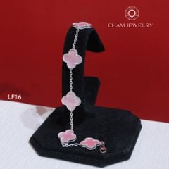 Lắc Tay LF16 CHAM JEWELRY, Lắc 4 Lá Hồng Xà Cừ Bản 13.0mm (Barcode OLT6).