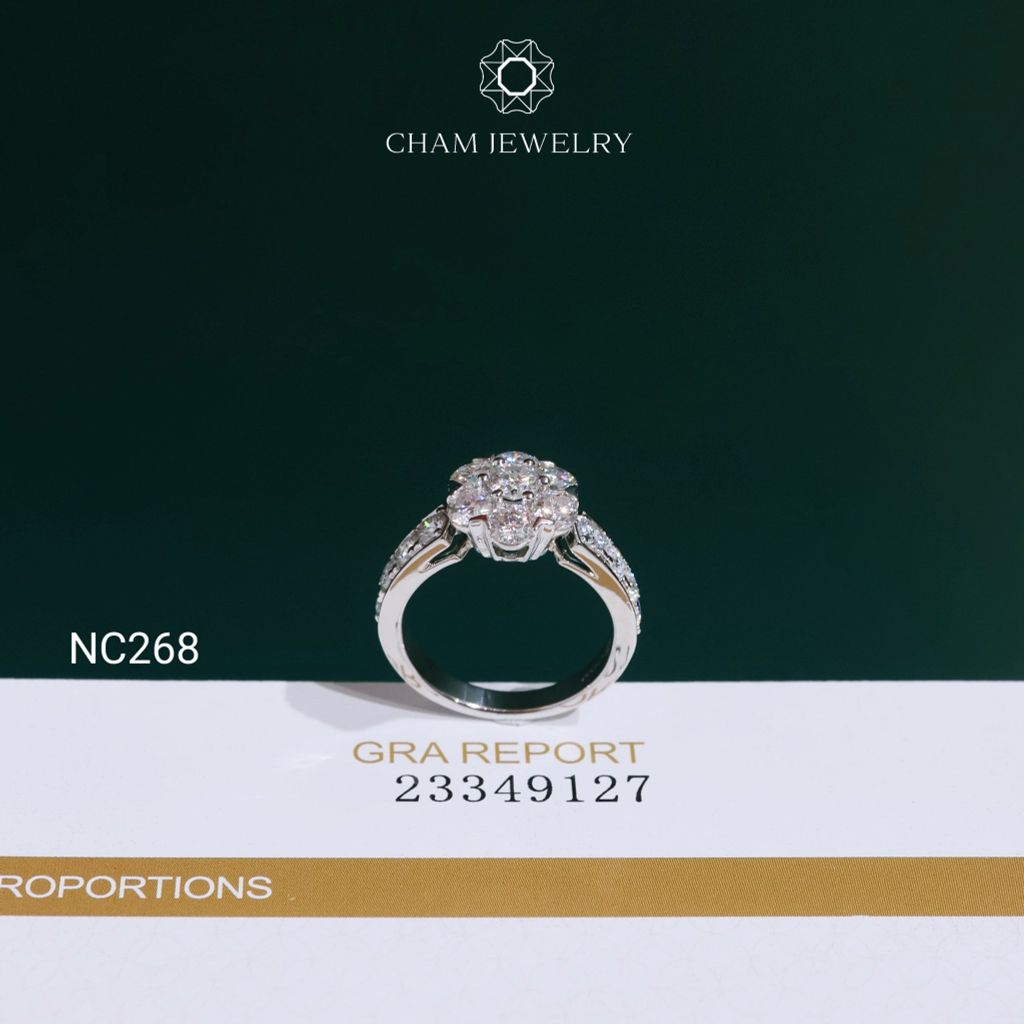 Nhẫn NC268 CHAM JEWELRY, Nhẫn Full Đá Moissanite (Barcode OCNN105)