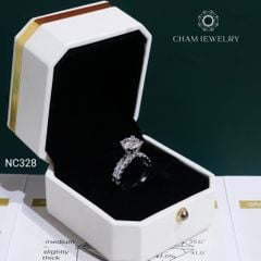 Nhẫn NC328 CHAM JEWELRY, Full Đá Moissanite Chủ 8.0mm (Barcode OCNN130)