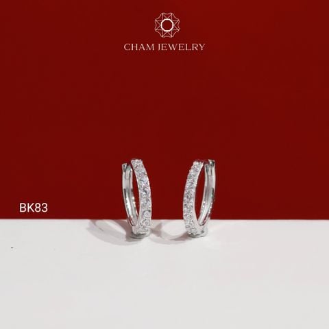 Hoa Tai BK83 CHAM JEWELRY, Hoa Tai Khoen Nửa Hàng Đá Bản 2.0mm ( TBK224 )