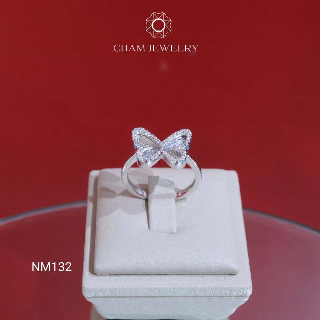 Nhẫn NM132 CHAM JEWELRY, Nhẫn Bướm Chạm Máy Bản 12.0mm (Barcode CNN140)