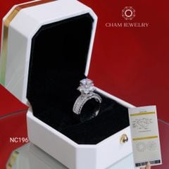 Nhẫn NC196 CHAM JEWELRY, Full Đá Moissanite Chủ 6.3mm .