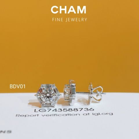 Hoa Tai BDV01 Chủ 5.0mm E VVS2 Vàng 10k Kim Cương Lab Grown Diamond