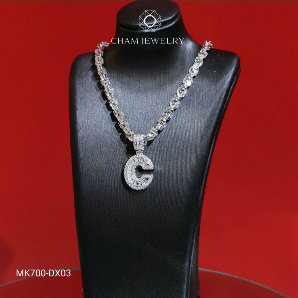 Dây Và Mặt MK700-DX03 45cm CHAM JEWELRY, Mặt Chữ C Full Đá