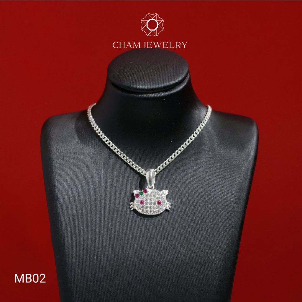 Mặt Dây Chuyền Bé MB02 CHAM JEWELRY, Mặt Mèo Nơ Lớn  (Barcode TMM38).