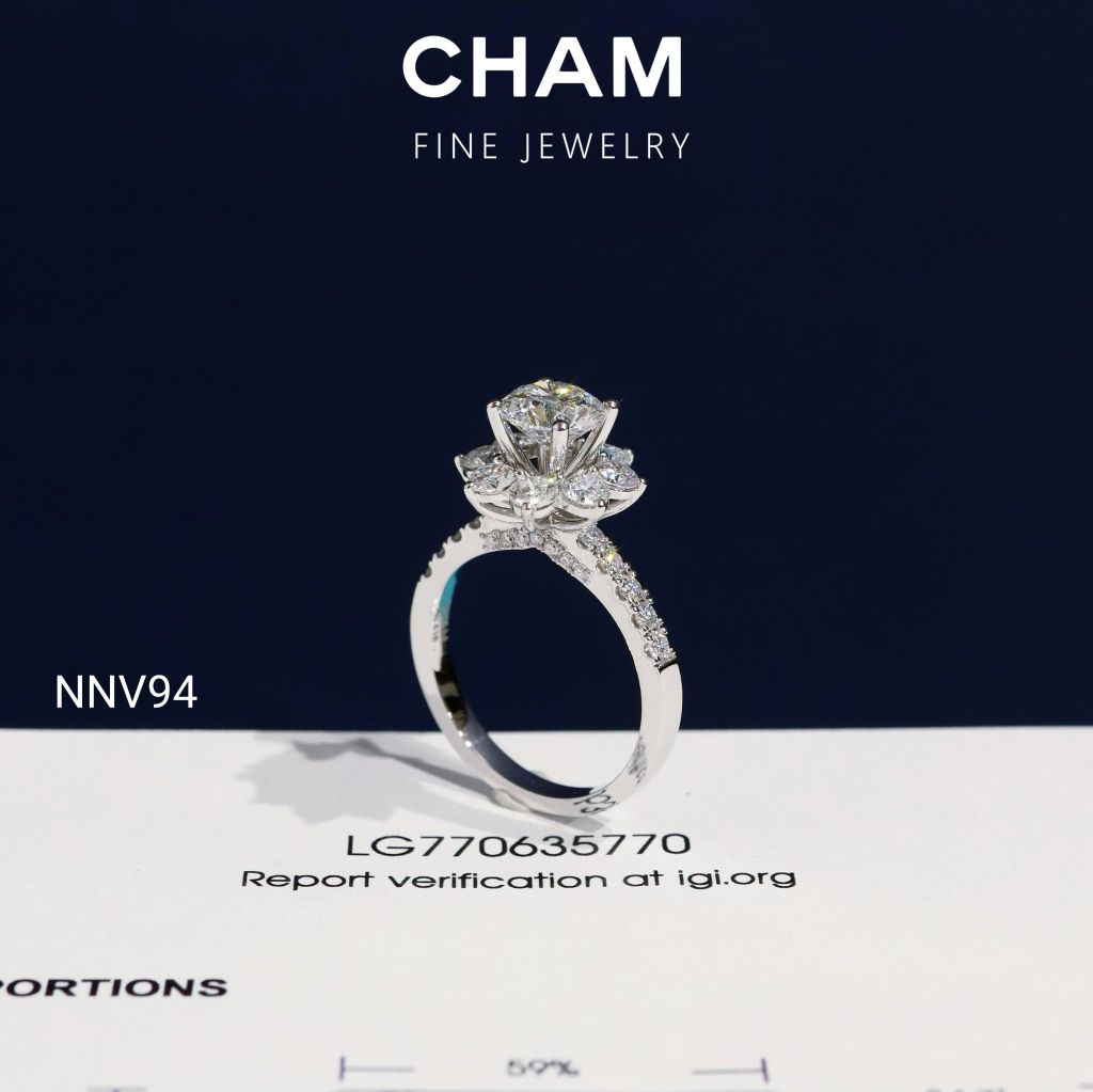Nhẫn Nữ NNV94 Vàng 10k Chủ 6.3mm Kim Cương Lab Grown Diamond (NU358)