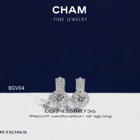 Hoa Tai BGV04 Vàng 10k Chủ 4.5mm Kim Cương Lab Grown Diamond