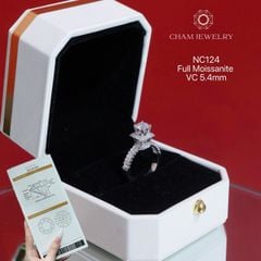 Nhẫn NC124 CHAM JEWELRY, Full Đá Moissanite Chủ 5.4mm (Barcode OHN12)