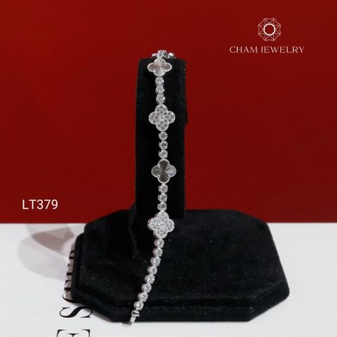 Lắc Tay LT379 CHAM JEWELRY , Lắc Cỏ 4 Lá Bản 8.0mm (Barcode KLV85)