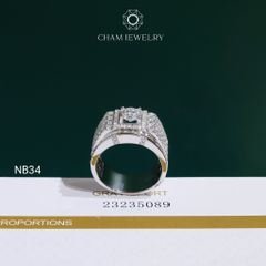 Nhẫn Nam NB34 CHAM JEWELRY, Full Moissanite Chủ 6.3mm (Barcode ONNA69)