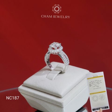 Nhẫn NC187 CHAM JEWELRY, Full Đá Moissanite Chủ 7.0mm (Barcode OCNN18)
