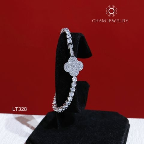 Lắc Tay LT328 CHAM JEWELRY, Lắc Cỏ 4 Lá Full Đá 3.0mm (Barcode TLT1326).