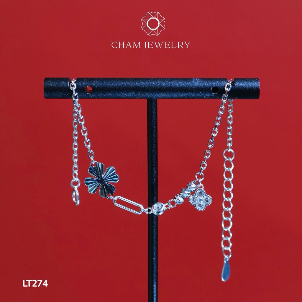 Lắc Tay CHAM JEWELRY LT274, Lắc Cỏ 4Lá (Barcode TLT1281)