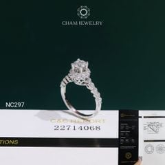Nhẫn NC297 CHAM JEWELRY, Đá Moissanite C&C Chủ 5.0mm (Barcode OCNN114)
