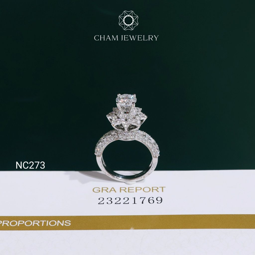 Nhẫn NC273 CHAM JEWELRY, Nhẫn Full Đá Moissanite Chủ 6.3mm(Barcode OCNN79)