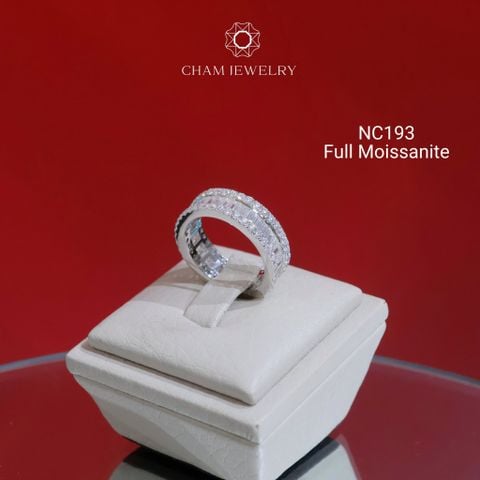 Nhẫn NC193 CHAM JEWELRY, Full Đá Moissanite, Bản 6.0mm (Barcode OCNN22).