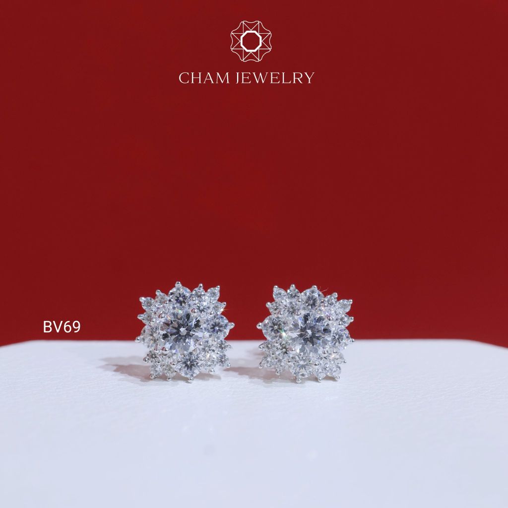 Hoa Tai BV69 CHAM JEWELRY , Chủ 4.0mm ( Barcode TBV443).