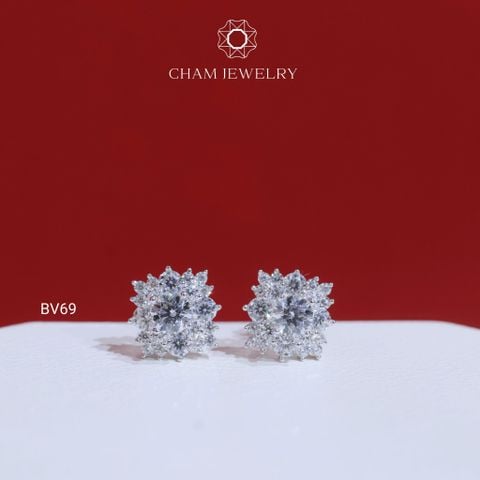 Hoa Tai BV69 CHAM JEWELRY , Chủ 4.0mm ( Barcode TBV443).