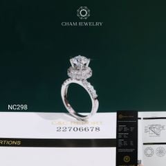 Nhẫn NC298 CHAM JEWELRY, Đá Moissanite C&C Chủ 7.2mm (Barcode OCNN138)