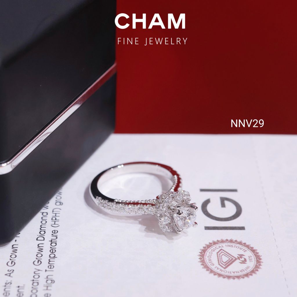 Nhẫn Nữ NNV29 Vàng 10k Chủ 4.5mm Kim Cương Lab Grown Diamond