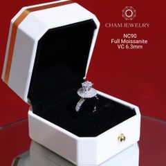 Nhẫn NC90 CHAM JEWELRY, Full Đá Moissanite, Chủ 6.3mm (Barcode ONNU08)