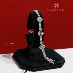 Lắc Tay LT376 CHAM JEWELRY, Lắc Tay Cỏ 4 Lá Trắng Bản 8.0mm (Barcode KLV84)