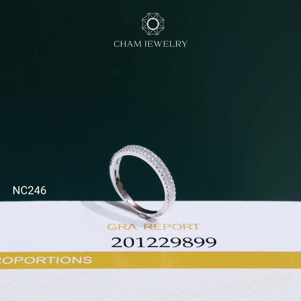 Nhẫn NC246 CHAM JEWELRY, Nhẫn Nửa Hàng Đá Full Moissanite Bản 3.0mm (Barcode OCNN72)