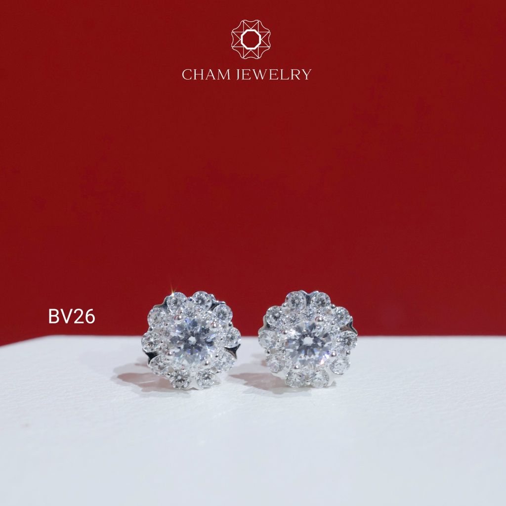 Hoa Tai BV26 CHAM JEWELRY , Chủ 4.0mm ( Barcode TBV241).