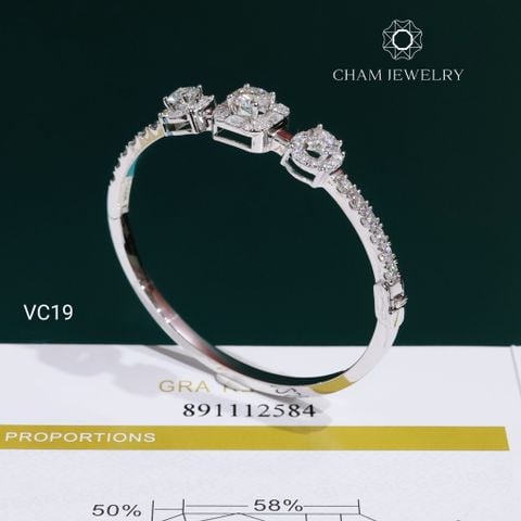Vòng Tay VC19 CHAM JEWELRY, Vòng Full Moissanite Chủ 5.4mm (Barcode OHV02).