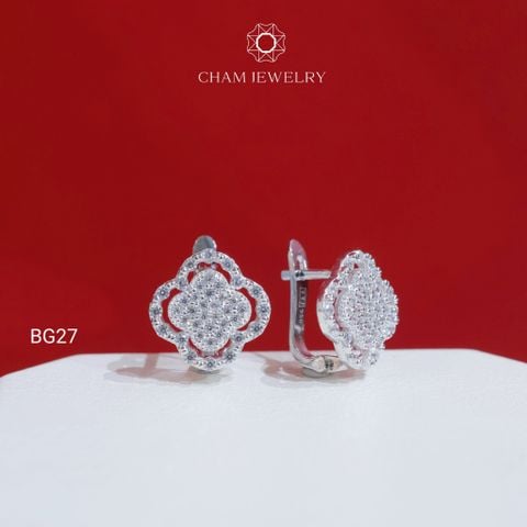 Hoa Tai BG27 CHAM JEWELRY, Hoa Tai cỏ 4 Lá (Barcode TBG1040).