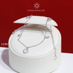 Lắc Chân LC45 CHAM JEWELRY , Lắc Chân Charm Cỏ 4 Lá Trắng ( C-LC185(A7) )