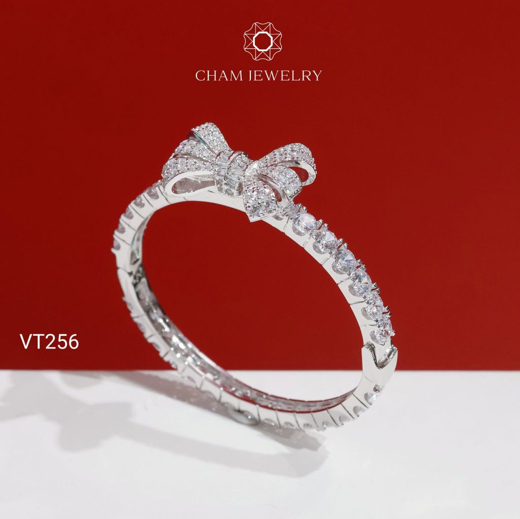 Vòng Tay CHAM JEWELRY VT256, Vòng Nơ Kiểu Full Đá 4.5mm (Barcode PVH408)