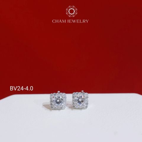Hoa Tai CHAM JEWELRY BV24, Hoa Tai Xoàn Vuông  (Barcode TBV19  - TBV20).