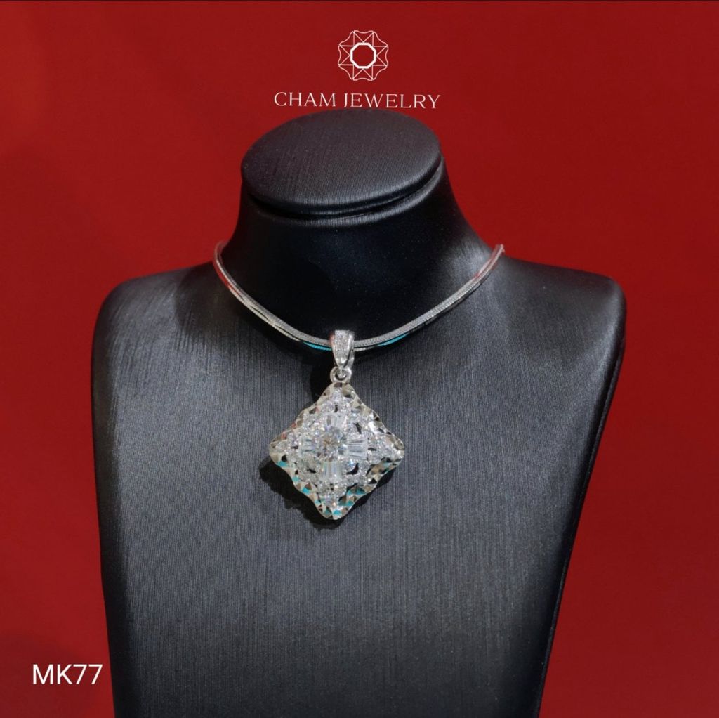 Mặt Dây Chuyền MK77 CHAM JEWELRY, Mặt Vuông Chủ 5.0mm (Barcode TMA1410)