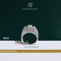 Nhẫn Nam NB30 CHAM JEWELRY, Full Moissanite Chủ 6.3mm (Barcode ONNA68)