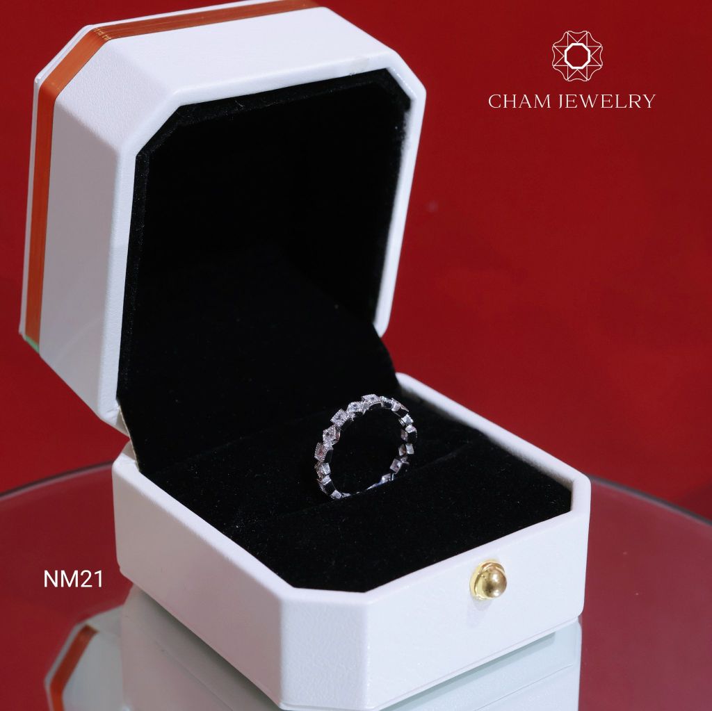 Nhẫn NM21 CHAM JEWELRY, Nhẫn Full Đá Thoi Vuông (Barcode TNF55)