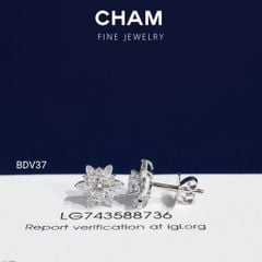 Hoa Tai BDV37 Vàng 10k Chủ 4.0mm Kim Cương Lab Grown Diamond