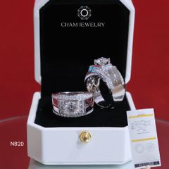 Nhẫn Nam NB20 CHAM JEWELRY, Full Moissanite Cao Cấp, Chủ 7.2mm (Barcode ONNA07)