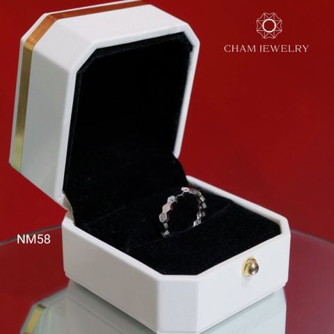 Nhẫn NM58 CHAM JEWELRY, Nhẫn Lục Giác Đá Xen Kẻ (Barcode TVB323N)