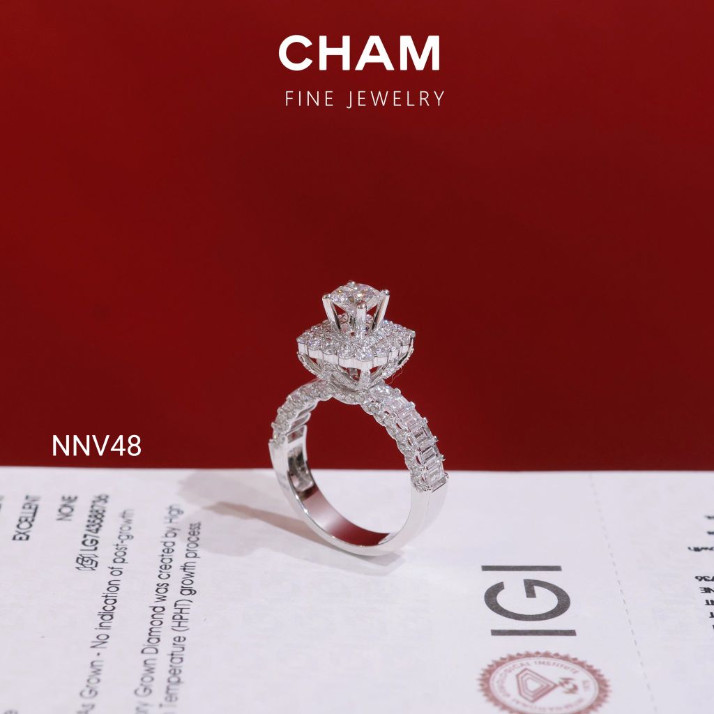 Nhẫn Nữ NNV48 Vàng 10k Chủ 5.4mm Kim Cương Lab Grown Diamond
