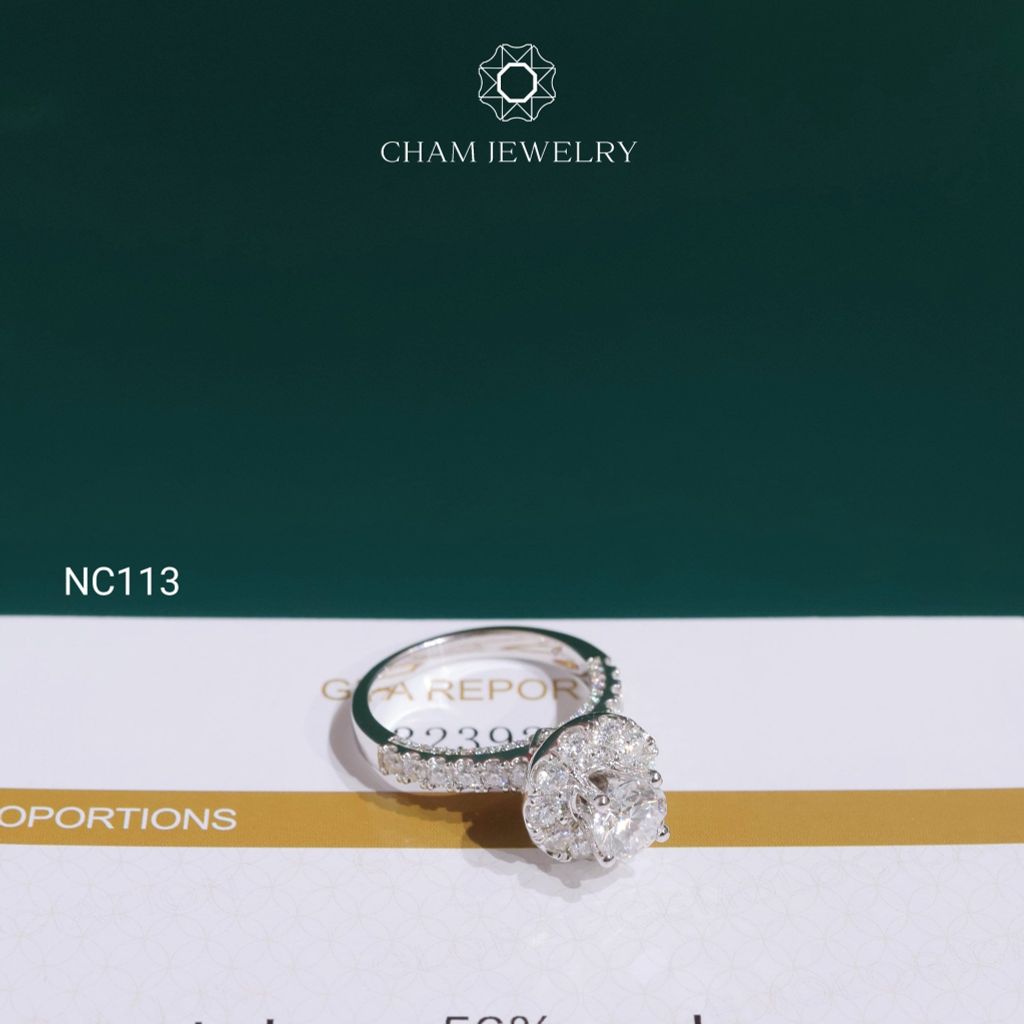 Nhẫn NC113 CHAM JEWELRY, Full Đá Moissanite, Chủ 6.3mm (Barcode OCNN65)