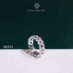 Nhẫn NC313 CHAM JEWELRY, Nhẫn Kim Tiền Full Đá Moissanite (Barcode OCNN147)