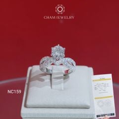 Nhẫn NC159 CHAM JEWELRY, Full Đá Moissanite, Chủ 7.2mm (Barcode OCNN03).