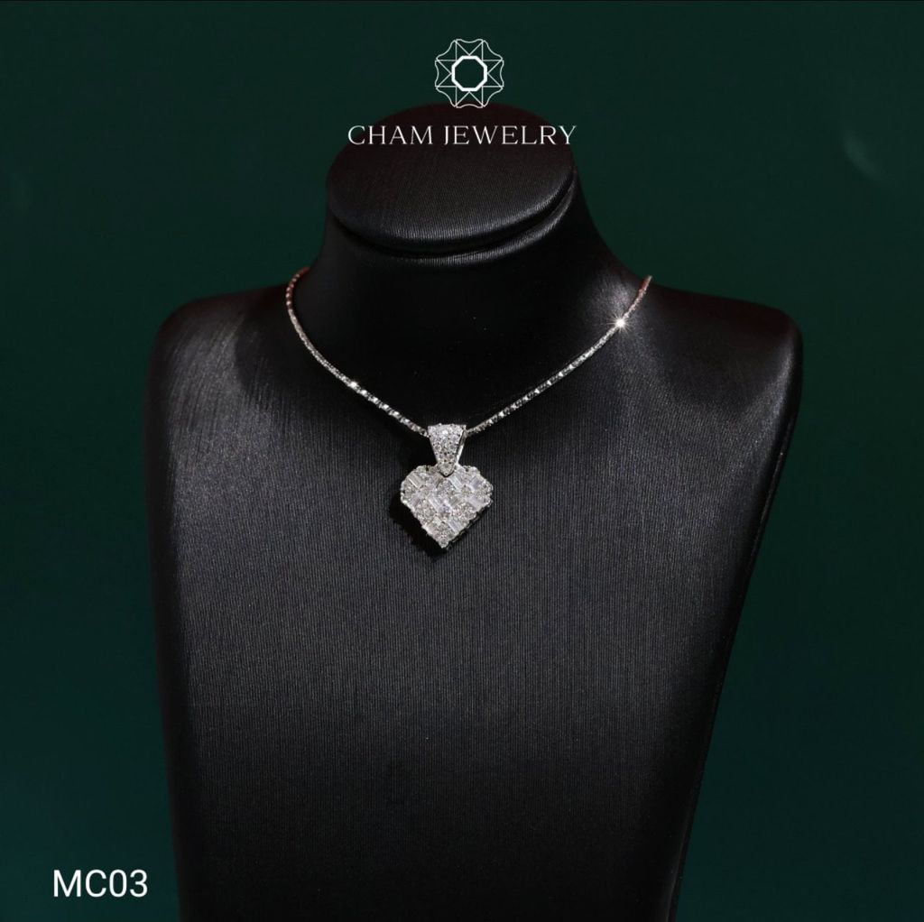 Mặt Dây Chuyền MC03 CHAM JEWELRY , Trái Tim Full Moissanite Cao Cấp (Barcode TFM17).