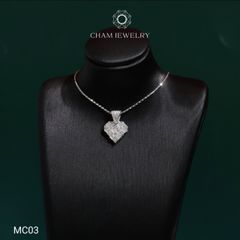 Mặt Dây Chuyền MC03 CHAM JEWELRY , Trái Tim Full Moissanite Cao Cấp (Barcode TFM17).