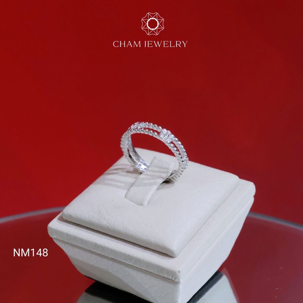 Nhẫn NM148 CHAM JEWELRY, Nhẫn Kiểu Cỏ 4 Lá, Bản 3.5mm (Barcode TNF99).
